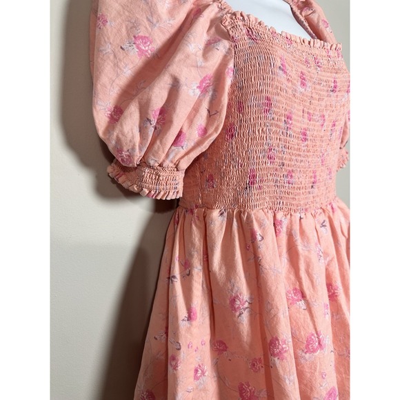 Love Shack Fancy Target Simone Dress Pink Floral Smocked Tiered Maxi Dress Sz S - Picture 6 of 9